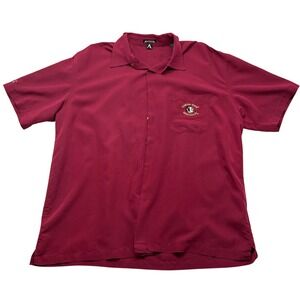 Antigua Mens XL Florida State Seminoles‎ FSU Button Up Shirt Garnet Short Sleeve